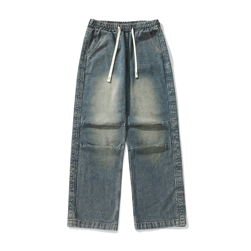 Pantalones plisados japoneses con cordón para hombre