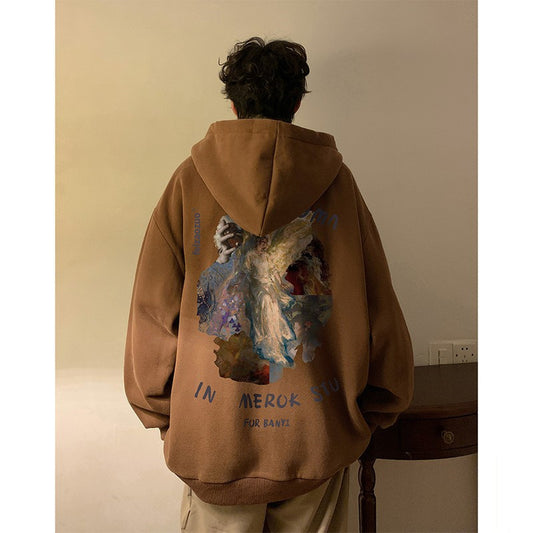 Sudadera con capucha de estilo vintage con pintura al óleo de un hombre