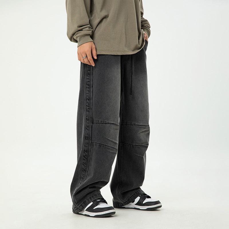 Pantalones plisados japoneses con cordón para hombre