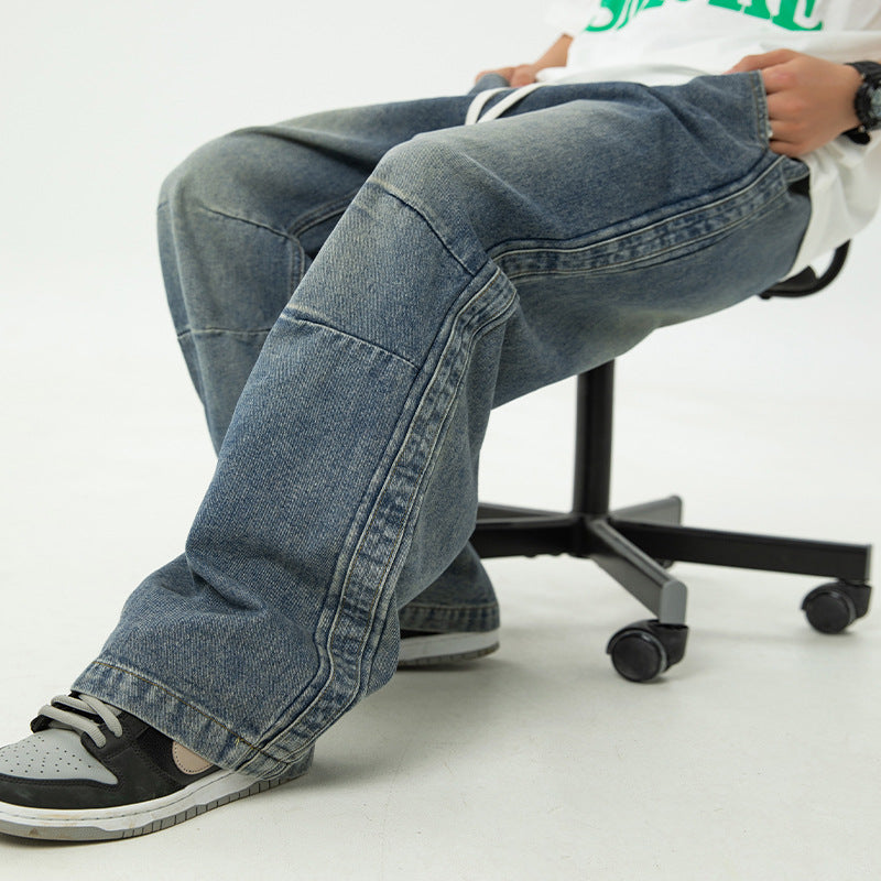 Pantalones plisados japoneses con cordón para hombre