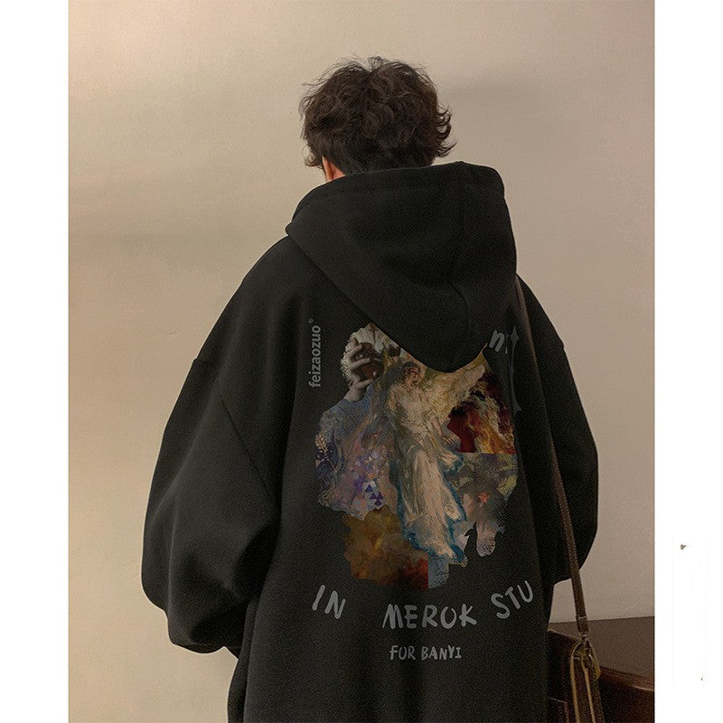 Sudadera con capucha de estilo vintage con pintura al óleo de un hombre