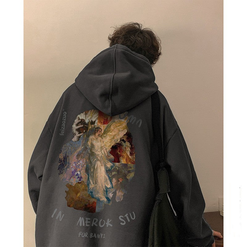 Sudadera con capucha de estilo vintage con pintura al óleo de un hombre