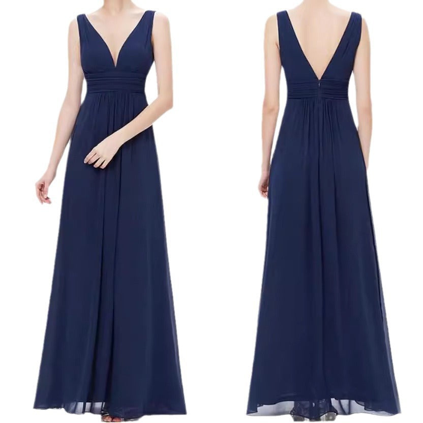 Vestido de dama de honor con escote en V profundo, talla grande
