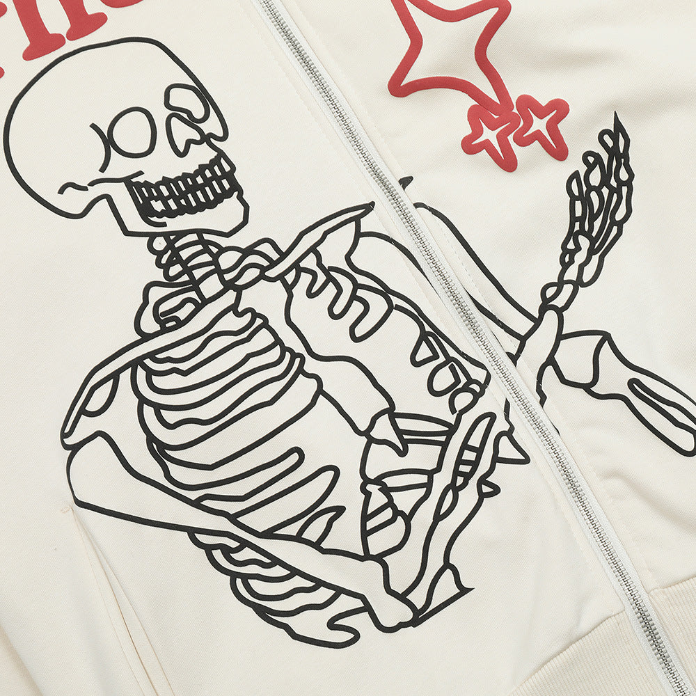 Cárdigan con capucha y estampado de calaveras para hombre