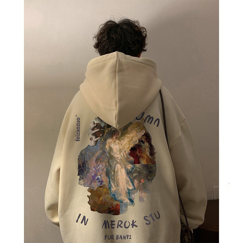 Sudadera con capucha de estilo vintage con pintura al óleo de un hombre