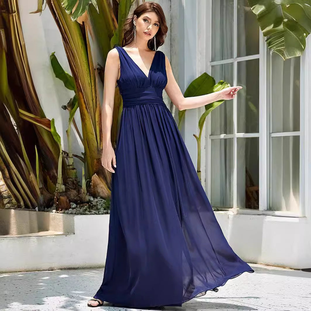 Vestido de dama de honor con escote en V profundo, talla grande