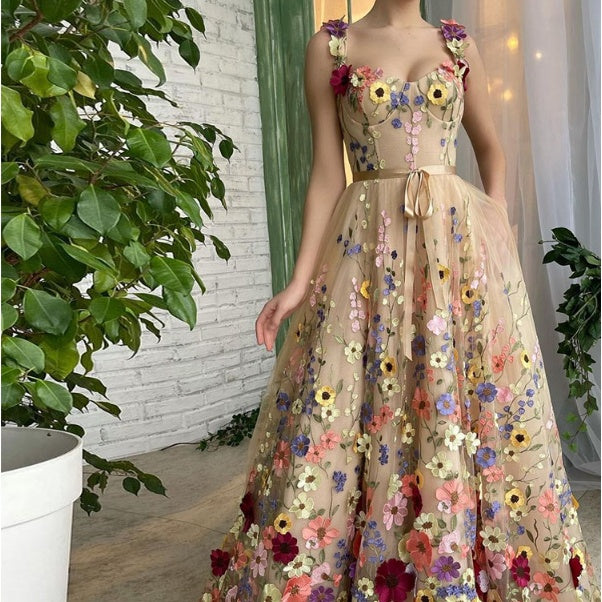 Sevintage Exquisite Flowers Prom Dresses
