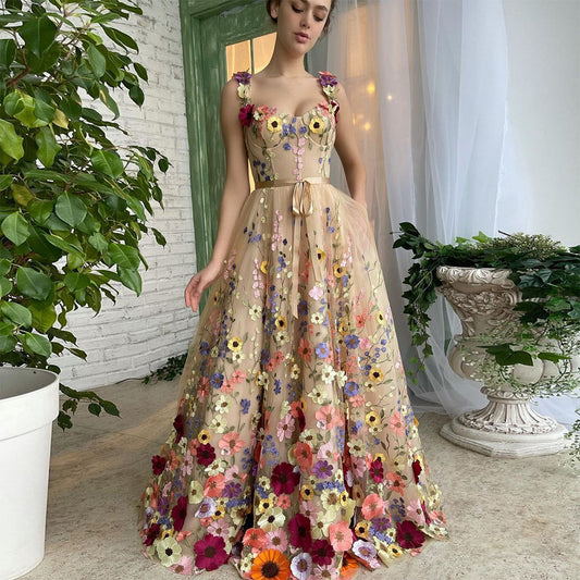 Sevintage Exquisite Flowers Prom Dresses