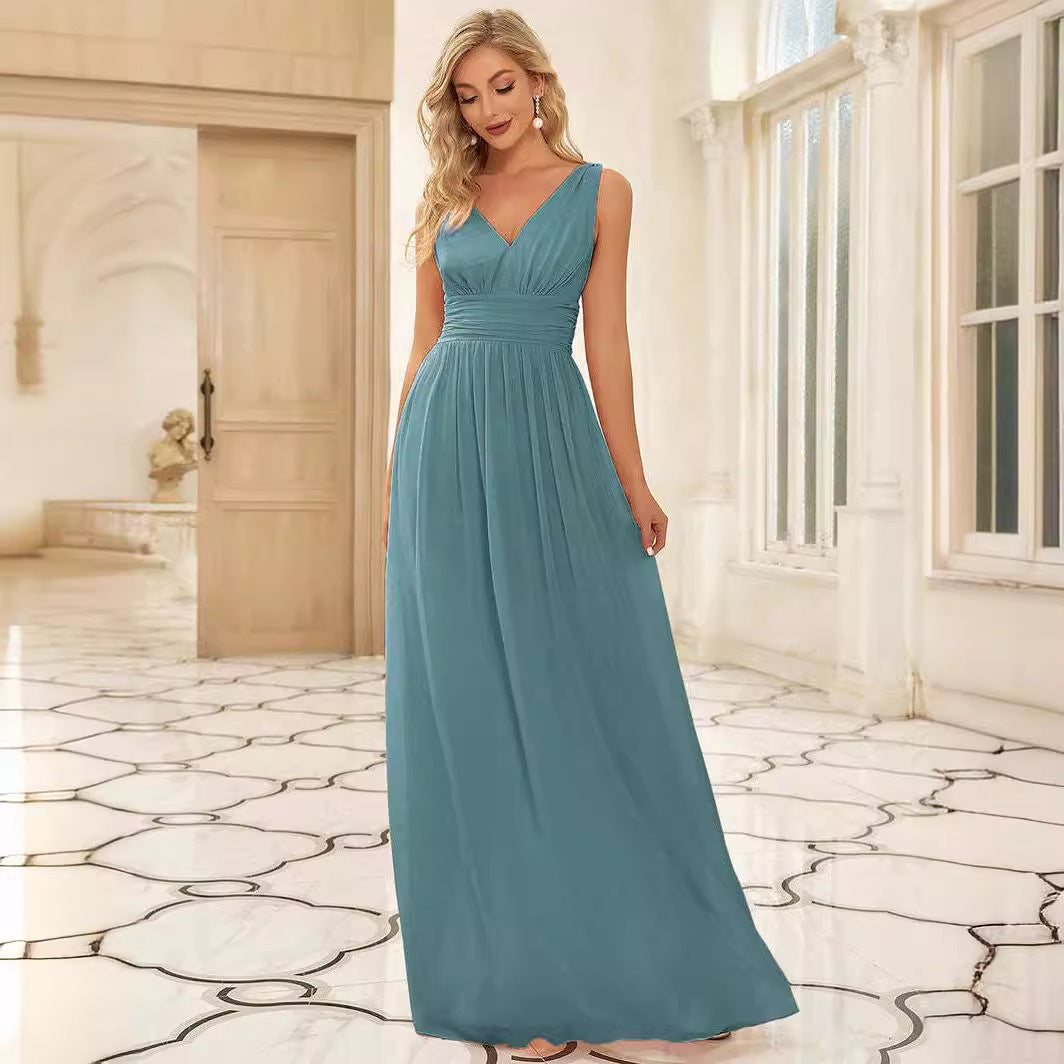Vestido de dama de honor con escote en V profundo, talla grande