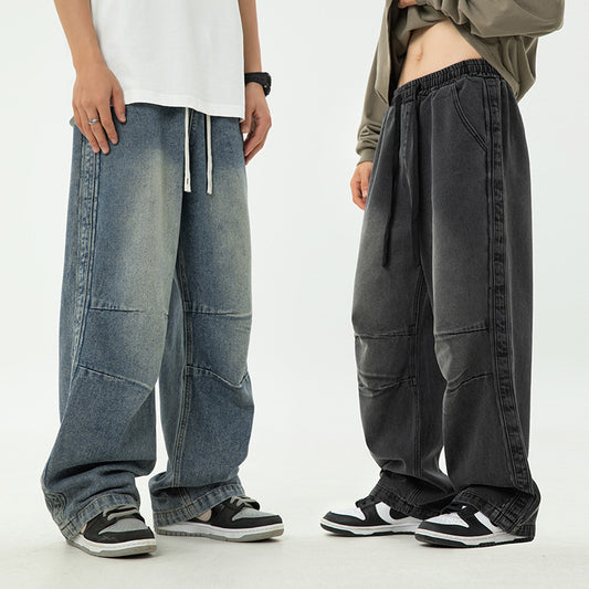Pantalones plisados japoneses con cordón para hombre